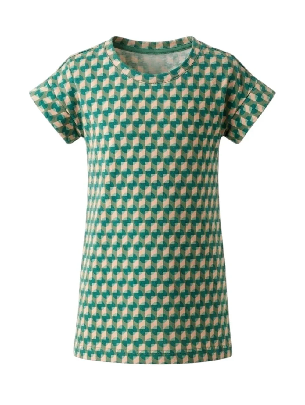 Gymboree Kids Dress Green Geometric Short Sleeves Summer Shift Girls Size 5 6 S